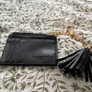 Modern + Chic Black Card Holder with Gold Chain